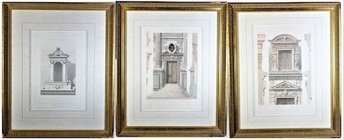 (3) Architectural Engravings from French History