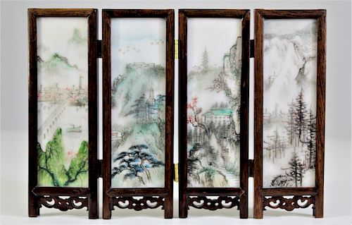 Fine Shanghai Screen, 4 Panel Double Sided