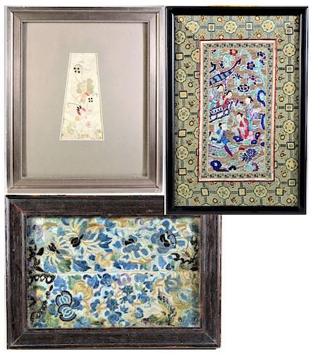 Three (3) Chinese Framed Embroideries