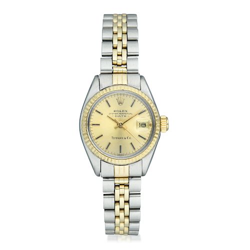 Rolex Ladies Date "Tiffany & Co." Ref. 6917 in 14K Gold and Steel