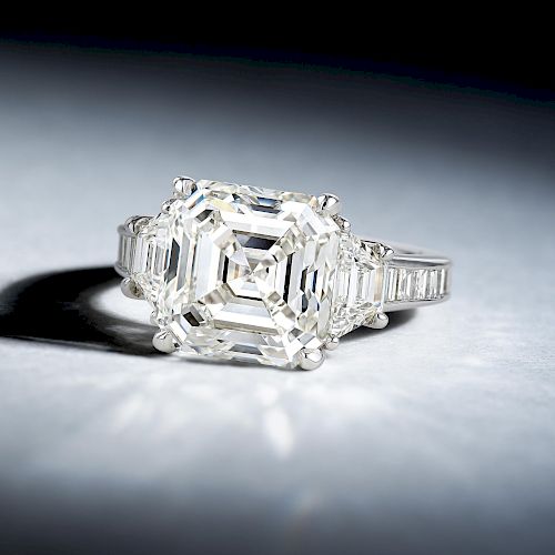 5.08-Carat Asscher-Cut Diamond Ring