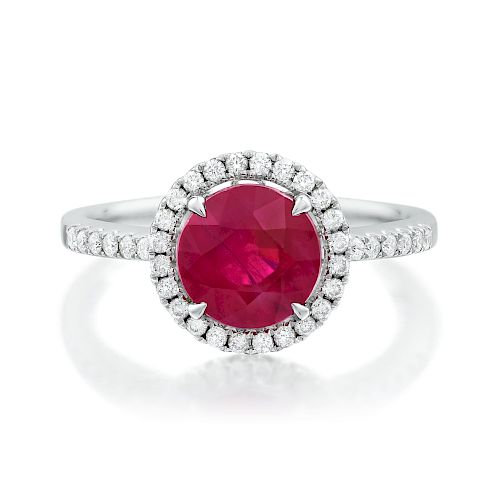 2.18-Carat Burmese Ruby and Diamond Ring