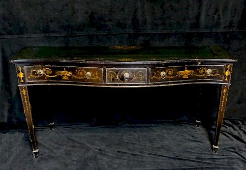 LATE 19TH C. BLACK LACQUERED SERVER WITH NEO-CLASSICAL URN DECORATIONS