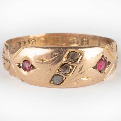 18k Gold, Diamond and Ruby Ring