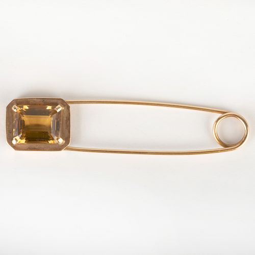 14k Gold and Citrine Safety Pin