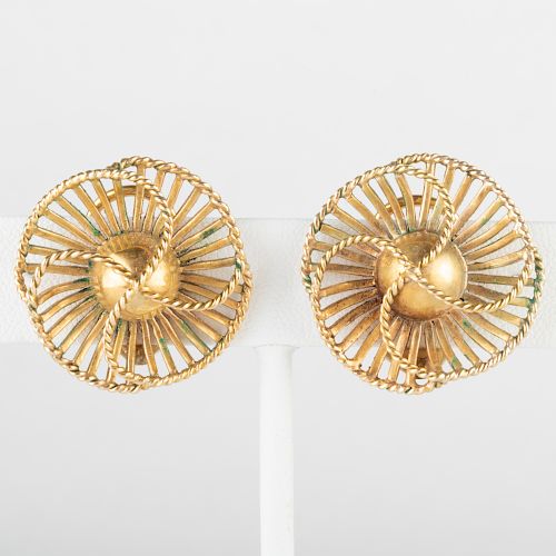 Pair of 14k Gold Spiral Earclips