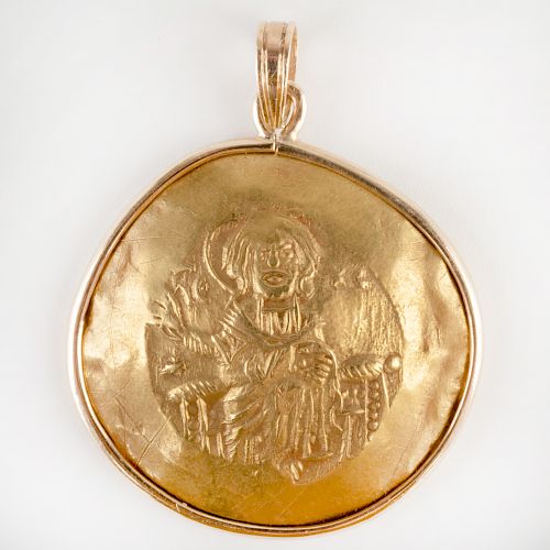 Greek Medallion 14k Gold Pendant