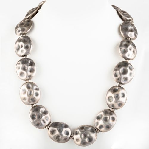Contemporary Hollow Silver Bead Necklace