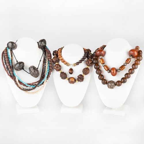 Group of Six Miscellaneous Beaded Necklaces