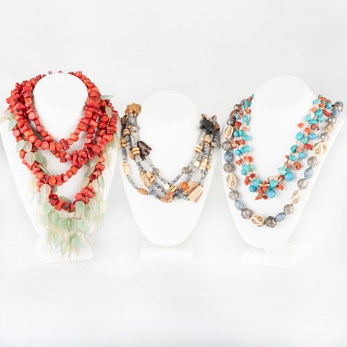 Group of Five Miscellaneous Beaded Necklaces