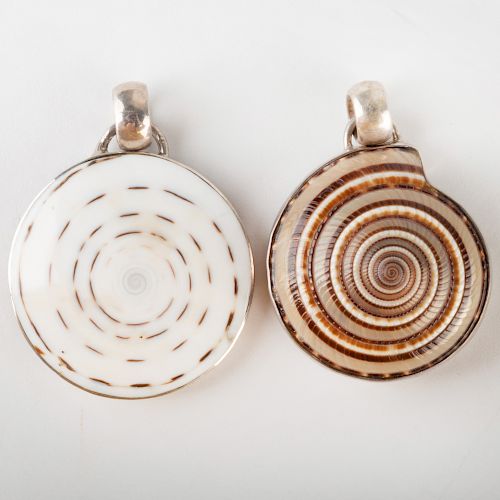Two Silver and Shell Pendants