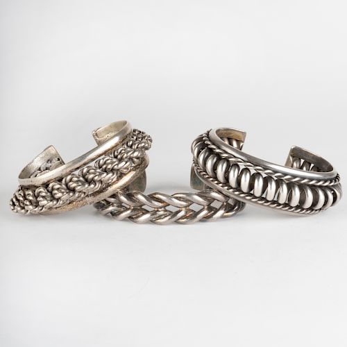 Three SIlver Cuff Bracelets