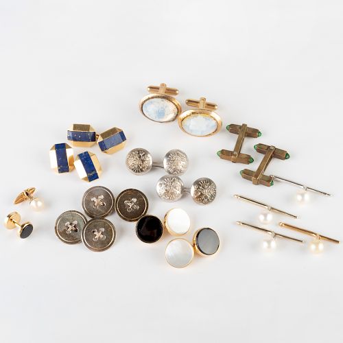 Six Pairs of Miscellaneous Cufflinks and Six Buttons