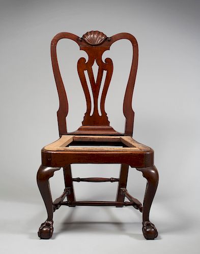FINE AND RARE QUEEN ANNE SHELL-CARVED MAHOGANY SIDE CHAIR, 
Newport, Rhode Island, circa 1765
