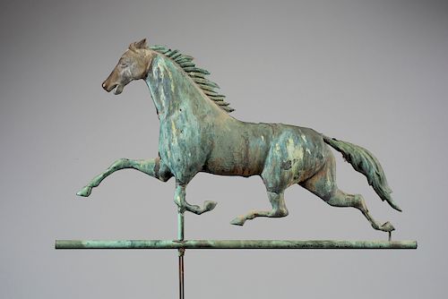 COPPER WEATHERVANE DEPICTING A GALLOPING HORSE, American, late 19th-early 20th century
