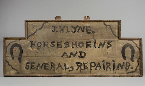 SHOP SIGN FOR HORSE SHOES, 
American, late 19th-early 20th century
