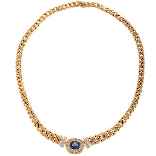 A Ladies Sapphire & Diamond Necklace in 18K