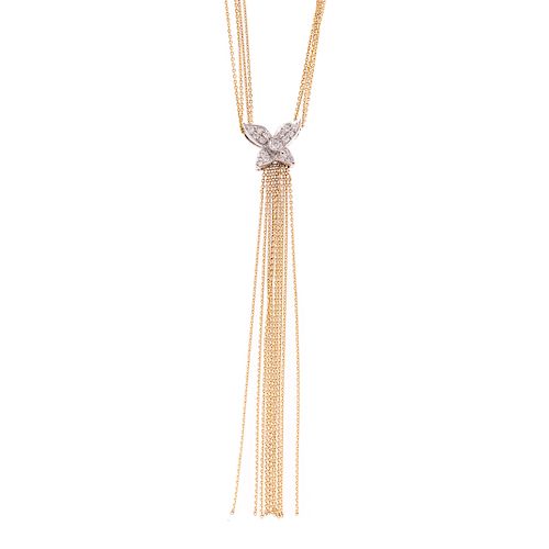 A Diamond and Fringe Chain Necklace in Gold