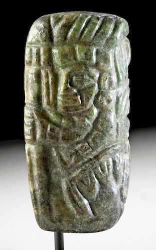 Finely Carved Maya Jade Pendant w/ Standing Warrior
