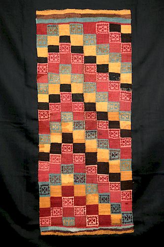 Peruvian Ica Polychrome Textile Panel - Checkered Motif