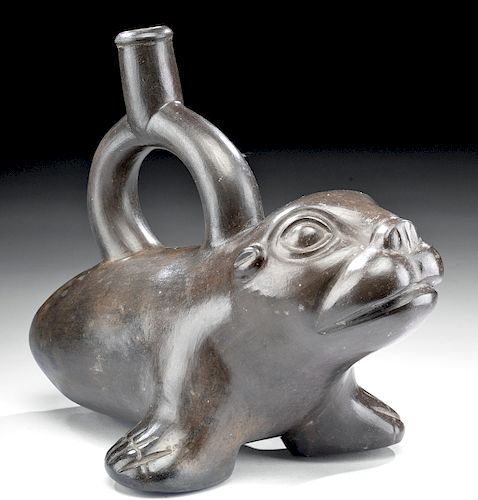 Adorable Moche Pottery Sea Lion Stirrup Vessel