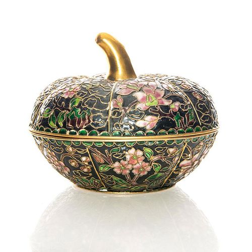 CANDY DISH WITH GILT FLORAL DESIGN WITH COPPER LINING