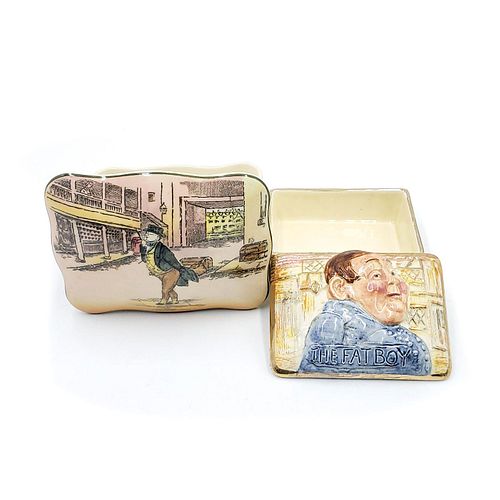 TWO BRITISH CERAMIC TRINKET BOXES, DICKENS CHARACTERS