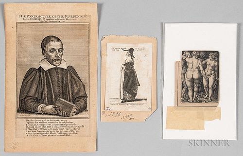 Three Unframed German Engravings:  Wenceslaus Hollar (Bohemian, 1607-1677), Portrait of Rev. John Diodati (1643)