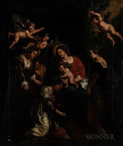 Continental School, 18th Century Style  Madonna and Child with Female Saints