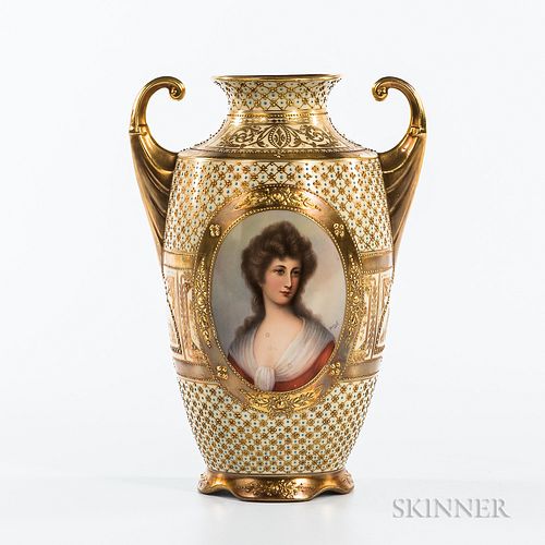 Dresden Porcelain Portrait Vase