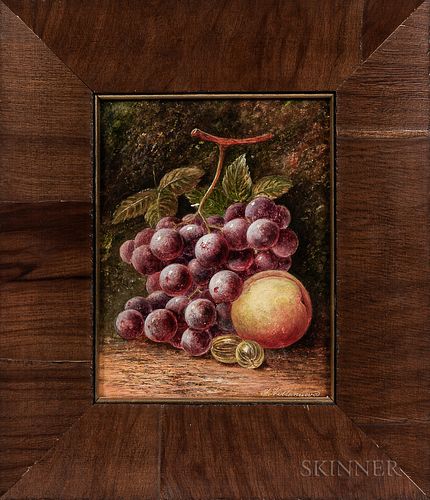Continental School, 19th/20th Century  Still Life with Grapes, Peach, and Gooseberries