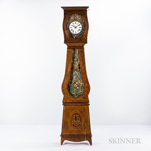 French Grain-painted Pine Morbier Tall Clock