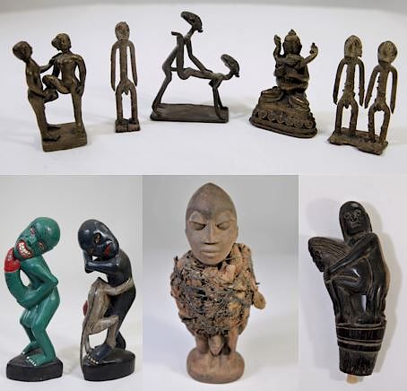 Collection of Erotic African Carved and Bronze Pcs