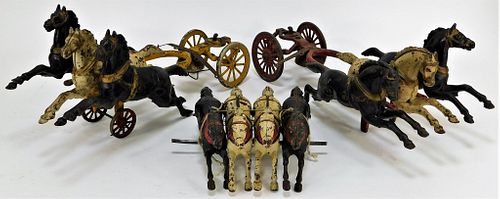 3 Antique Cast Iron Horse Carriage Attachments