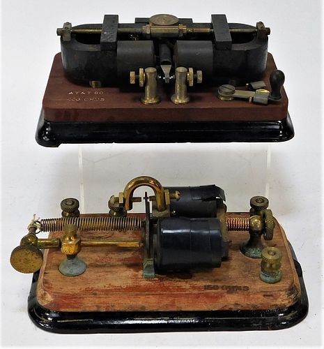 2 Antique American Morse Code Telegraph Sounders