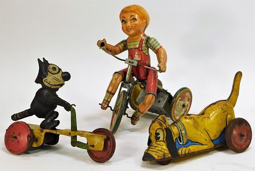 3 German and American Wind-up Tin Toys
