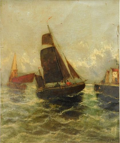 Georg Fischof Impressionist Harbor Painting