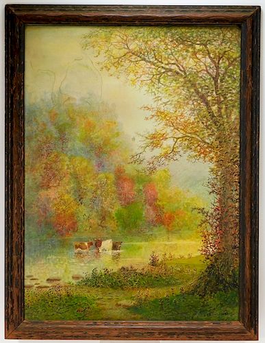 G. F. Fuller Autumnal Cows Landscape Painting