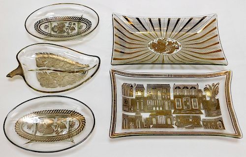 5 Georges Briard MCM Modern Art Glass Dishware