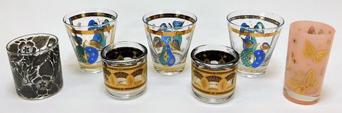 7 Various MCM Modern American Art Glass Drink Ware