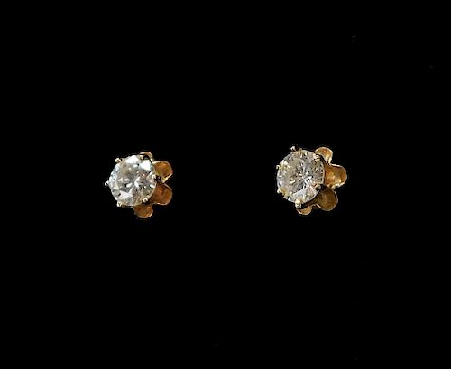 PR 14K Lady's Gold and Diamond Stud Earrings