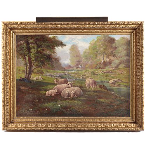 L.M. Newberry. Pastoral Landscape With Sheep