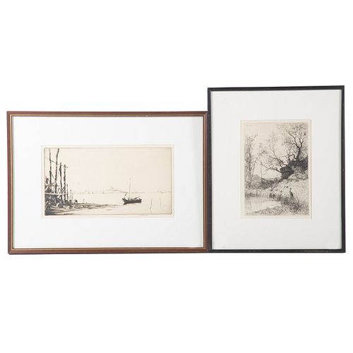 Continental School. Two Framed Etchings