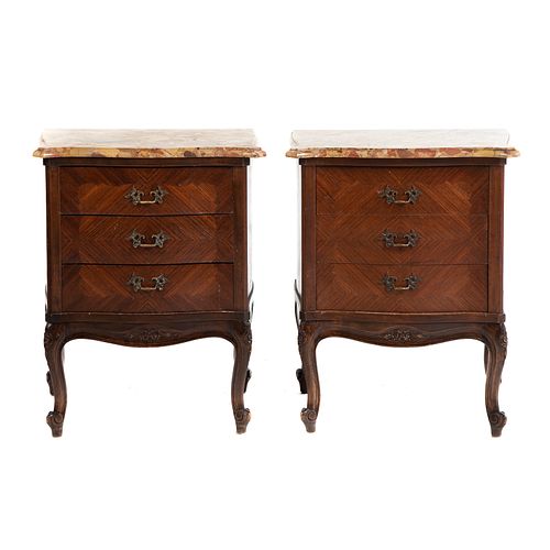 Pair Of Louis XV Style Parquetry Bedside Stands