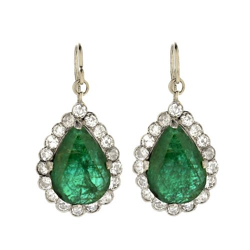 GIA Emerald and Diamond Earrings