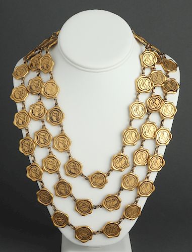 Karl Lagerfeld Runway Medallion Three-Row Necklace
