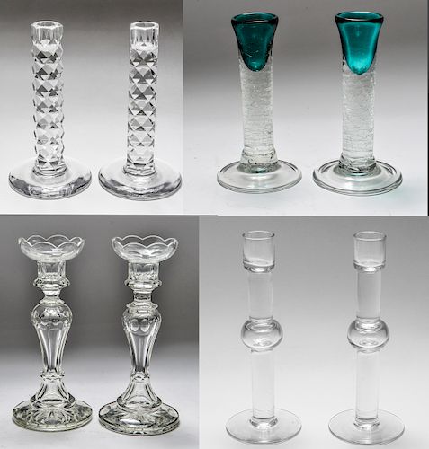 Art Glass Candlesticks incl. Orrefors, 4 pr