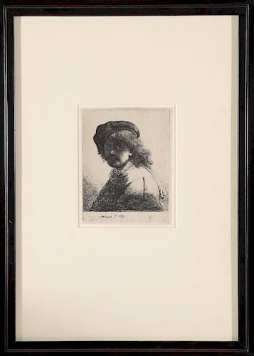 Rembrandt Self Portrait Etching on Paper