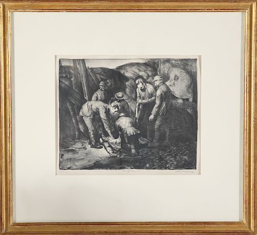 George Bellows Signed "Sniped" Lithograph
