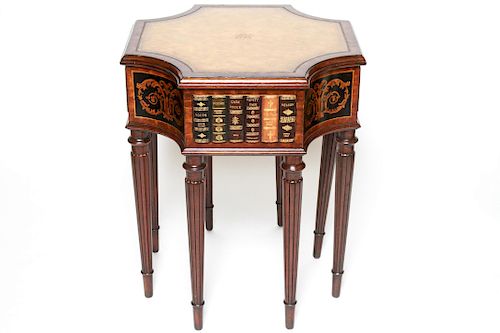 Maitland Smith Faux Book & Tooled Leather Table
